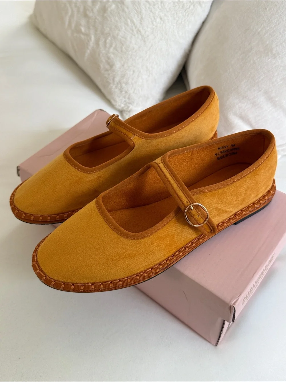 BRAND NEW Cushionaire Mary Jane Flats in Mustard Yellow
